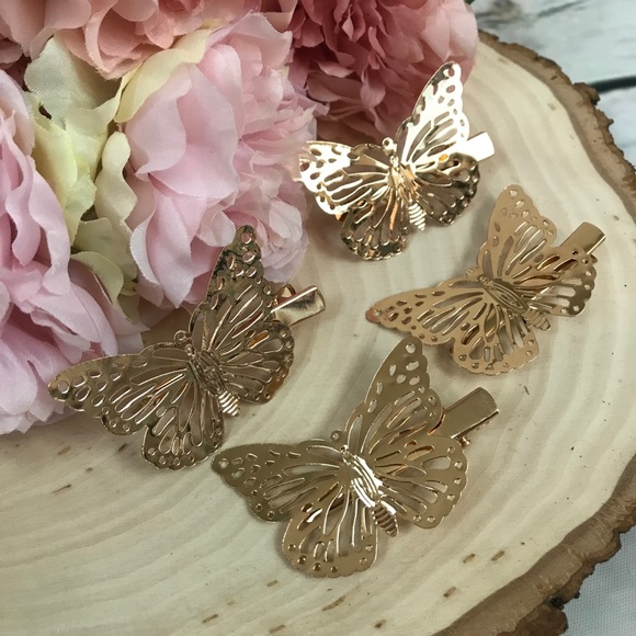 Boho Beautiful Gold Butterfly Hair Clips - Picture 10 of 12